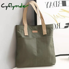 Cyflymder Women’s Tote Bag Canvas Sewing Thread Large Capacity Advanced Sense Handbag Convenient