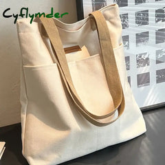 Cyflymder Women’s Tote Bag Canvas Sewing Thread Large Capacity Advanced Sense Handbag Convenient