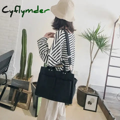Cyflymder Women’s Tote Bag Casual Canvas Large Capacity Shopping Female Crossbody Schoolbags