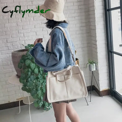 Cyflymder Women’s Tote Bag Casual Canvas Large Capacity Shopping Female Crossbody Schoolbags