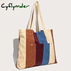 Cyflymder Women’s Tote Bag Shoulder Bags Girls Shopper Big Purses Fashion Casual Contrast