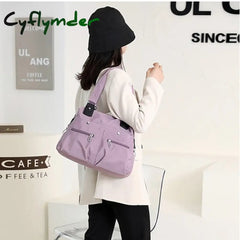 Cyflymder Women’s Tote Shoulder Bag Hobo Gym Nylon Daily Holiday Zipper Large Capacity Waterproof