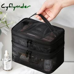 Cyflymder Women’s Transparent Mesh Ideal For Cosmetics Makeup And Toiletries Kit Travel Sales