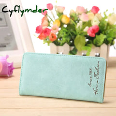 Cyflymder Women’s Wallet Minimalist Thin Pu Leather Letter Fashion Female Multi-Card Clutch