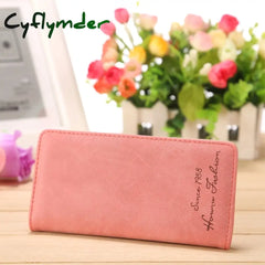 Cyflymder Women’s Wallet Minimalist Thin Pu Leather Letter Fashion Female Multi-Card Clutch