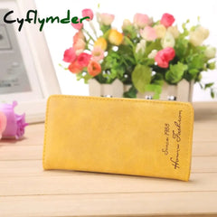 Cyflymder Women’s Wallet Minimalist Thin Pu Leather Letter Fashion Female Multi-Card Clutch