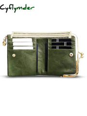 Cyflymder Womens Wallet Small Rfid Ladies Compact Bifold Leather Vintage Coin Purse With Zipper And