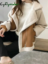 Cyflymder Women’s Winter Jacket Vintage Polo Neck Velvet Coat Women Clothes Thicken Grace Leisure Time Loose Korean