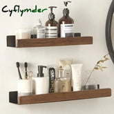Cyflymder Wood Matt Black Bathroom Shelf Organizer Shower Storage Rack Solid Corner Shelves Wall Mounted Toilet Holder