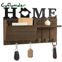 Cyflymder Wooden Wall Key Holder Decorative Key and Mail Holder with Shelf Has Large Key Hooks for Bags Coats Umbrella