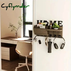 Cyflymder Wooden Wall Key Holder Decorative Key and Mail Holder with Shelf Has Large Key Hooks for Bags Coats Umbrella
