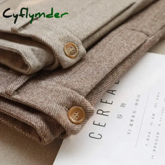 Cyflymder Woolen Pants Women’s Harem Pencil Pants Autumn Winter High Waisted Casual Suit Pants Office Lady Women