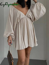 Cyflymder - Woven Plunge Skater Short Dress Apricot / Xs Dresses