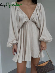 Cyflymder - Woven Plunge Skater Short Dress Dresses