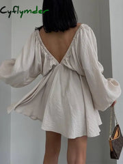 Cyflymder - Woven Plunge Skater Short Dress Dresses