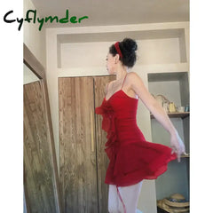 Cyflymder Y2K Camisole Backless Mini Dress Woman Beach Elegant Short Party Casual Vintage One Piece