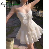 Y2k Camisole Backless Mini Dress Woman Beach Elegant Short Party Dress Casual Vintage One Piece Dress Korea Fashion Summer