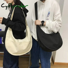 Cyflymder Y2k Crossbody Bags Men Solid Color Large Capacity Hobos Unisex Harajuku Japanese Style Nylon Waterproof