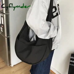 Cyflymder Y2k Crossbody Bags Men Solid Color Large Capacity Hobos Unisex Harajuku Japanese Style Nylon Waterproof