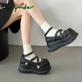 Cyflymder Y2K Girls Mary Janes Pumps Buckle Thick Weges Round Toe Platform Shoes Cute Sweet Lolita Classic Brand Pumps