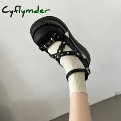 Cyflymder Y2K Girls Mary Janes Pumps Buckle Thick Weges Round Toe Platform Shoes Cute Sweet Lolita Classic Brand Pumps