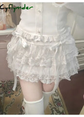 Cyflymder Y2k Lace Sweet Girl Korea Summer Skirts Women Clothes White MIni Skirt High waist Loose Grunge Kawaii Cute