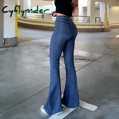 Y2k Ladies High Waist Flared Pants Women High Quality Denim Trousers Streetwear Stretch Femme Casual Comfort Mom Washed Jean