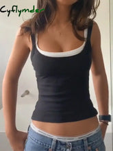 Cyflymder summer inspo Hot Patchwork Black Sleeveless Y2K Crop Vest Tops Summer Casual Tank Top Women Rib Slim Basic