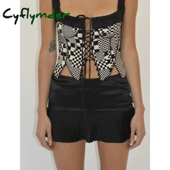 Cyflymder Y2K Pleated Skirt Summer Fairycore Grunge Low Waist Straight Mini Skirts 2000S Aesthetic