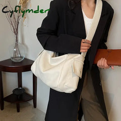 Cyflymder Y2K Solid Color Big Shoulder Bags For Women Korean Fashion Lady Retro Pu Leather Underarm