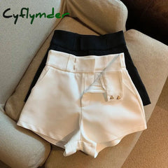 Cyflymder Y2K Streetwear Black Shorts Women Elegant High Waist White A Line Wide Leg Suit Short
