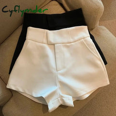 Cyflymder Y2K Streetwear Black Shorts Women Elegant High Waist White A Line Wide Leg Suit Short