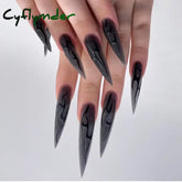 Y2k Super Long Stiletto Nails Halloween Fake Nails Press On Black Acrylic Nail Kits False Nails for Girl Full Cover Nail Tips