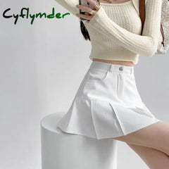 Cyflymder Y2K Vintage High Waist Pleated Skirt Women College Style Uniforms Safety Pants Mini