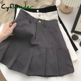 Cyflymder Y2K Vintage High Waist Pleated Skirt Women College Style Uniforms Safety Pants Mini