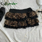 Cyflymder Y2K Women Leopard Print Hip Hop Graphic Vintage Goth Short Skirts Punk Retro Harajuku Aesthetic Mini Skirts