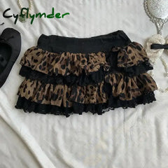 Cyflymder Y2K Women Leopard Print Hip Hop Graphic Vintage Goth Short Skirts Punk Retro Harajuku Aesthetic Mini Skirts