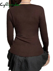 Y2k Women's Long Sleeve Knitted Tops Lace Stitching Neckline Knitwear Bowknot Decoration Slim-Fit Tshirt Pullovers Clubwear Cyflymder