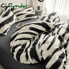 Cyflymder Zebra-stripe Bedding Set Boys Girls Twin Queen Size Duvet Cover Flat Sheet Pillowcase Bed Linens Kids Adult