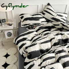 Zebra-stripe Bedding Set Boys Girls Twin Queen Size Duvet Cover Flat Sheet Pillowcase Bed Linens Kids Adult Fashion Home Textile