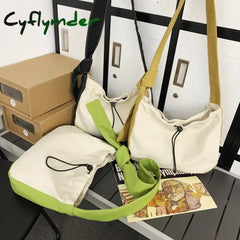 Cyflymderlarge Capacity Casual Canvas Bag Cool Women Shoulder Trendy Female College Student