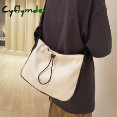 Cyflymderlarge Capacity Casual Canvas Bag Cool Women Shoulder Trendy Female College Student