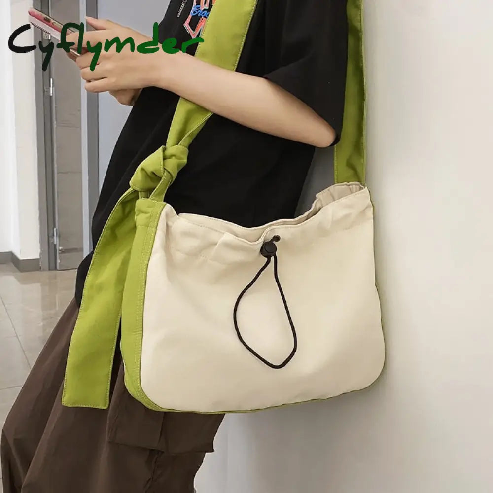 Cyflymderlarge Capacity Casual Canvas Bag Cool Women Shoulder Trendy Female College Student