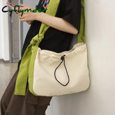 Cyflymderlarge Capacity Casual Canvas Bag Cool Women Shoulder Trendy Female College Student