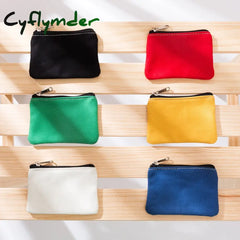 Diy Plain Canvas Cotton Bag Pure Zipper Coin Key Money Pocket Women Men Hand-Held Purse Small