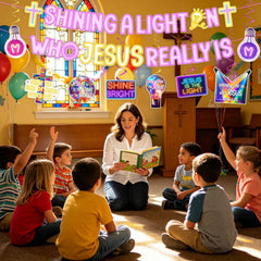 Lanfubeisi Illumination Station VBS Decorations Set 131Pcs , Complete 2026 VBS Party Supplies with Banner, Plates, Napkins, Cups, Forks, Tablecloth, Balloons, Hanging Swirls, Cupcake Toppers & Cake T