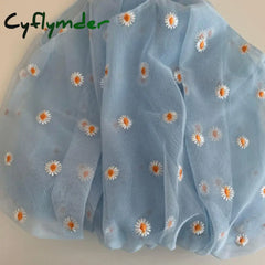 Fancy Spring Summer Newest Trendy Little Daisies Organza Tote Embroidered Handbags For Women Fresh