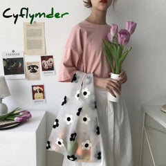Fancy Spring Summer Newest Trendy Little Daisies Organza Tote Embroidered Handbags For Women Fresh