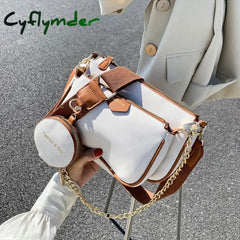 Fashion Chains Women Shoulder Bags Designer Wide Strap Messenger Luxury Pu Leather Crossbody Bag