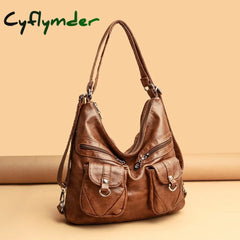 Fashion Designer Women Bag Vintage Leather Shoulder Bags For Large Capacity Female Handbag